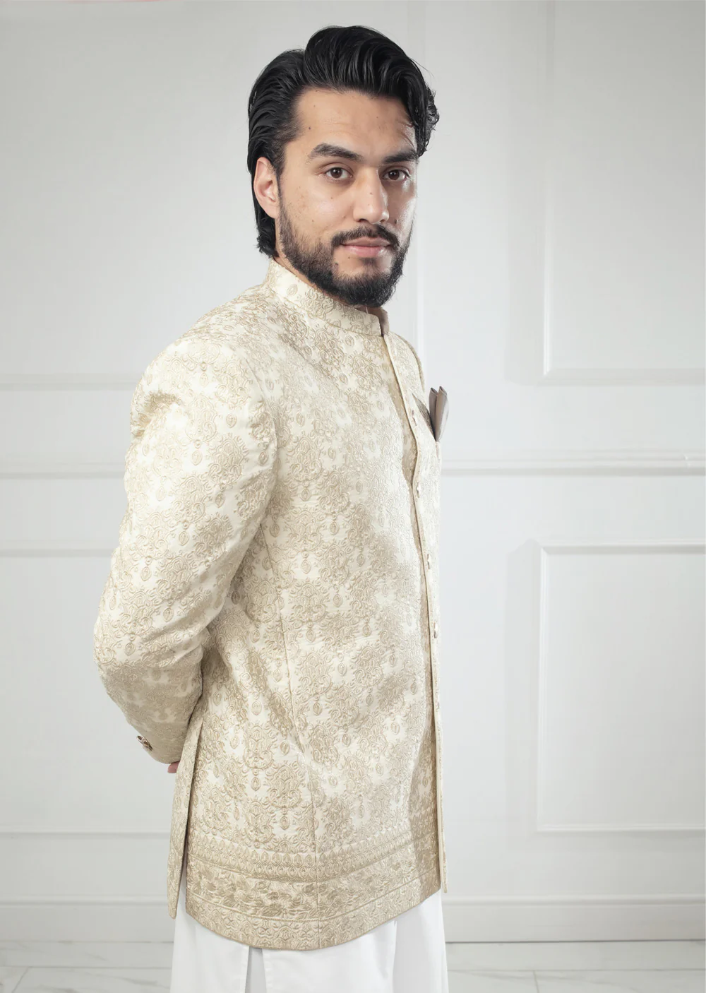 PC-702 - Gold Mens Embroidered Prince Coat - Image 10