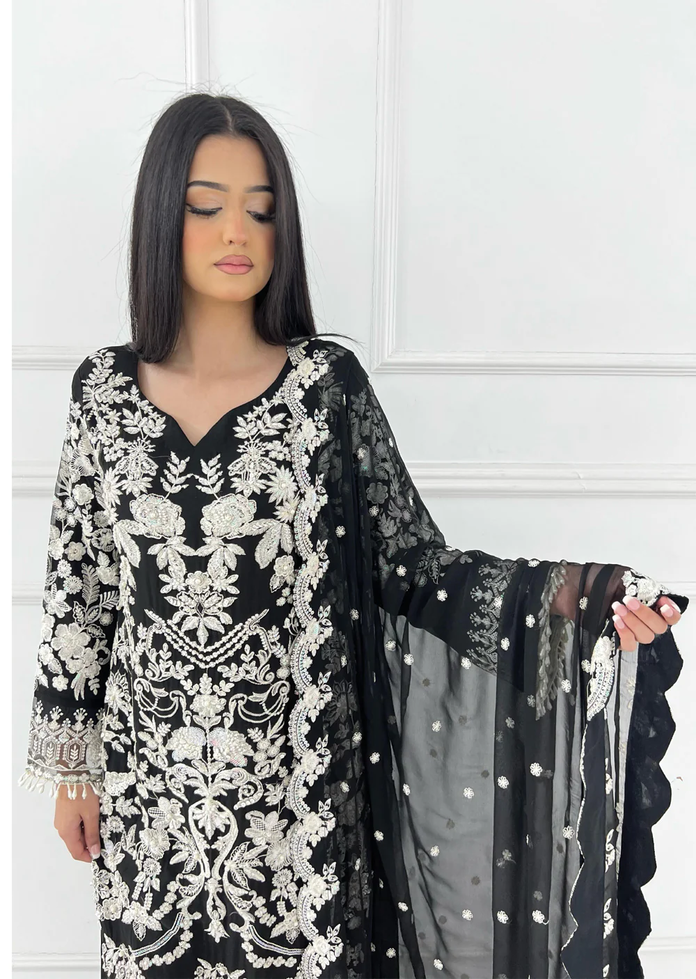 PS-0353 - Black - Readymade Chiffon Suit 2025 - Image 4