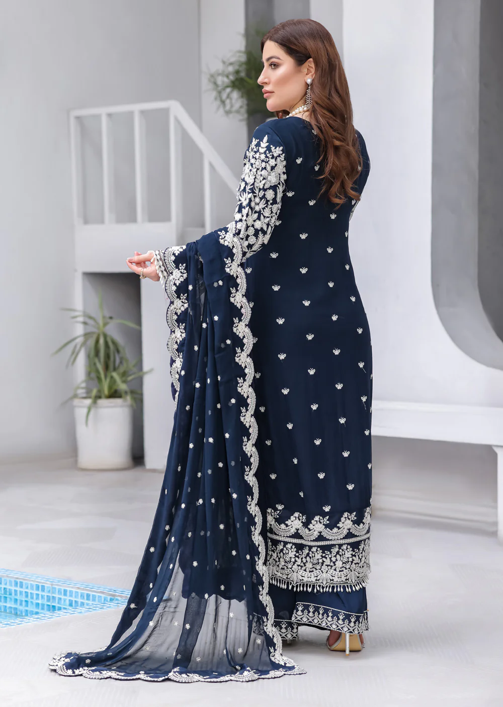 PS-0353 - Navy - Readymade Chiffon Suit 2025 - Image 3
