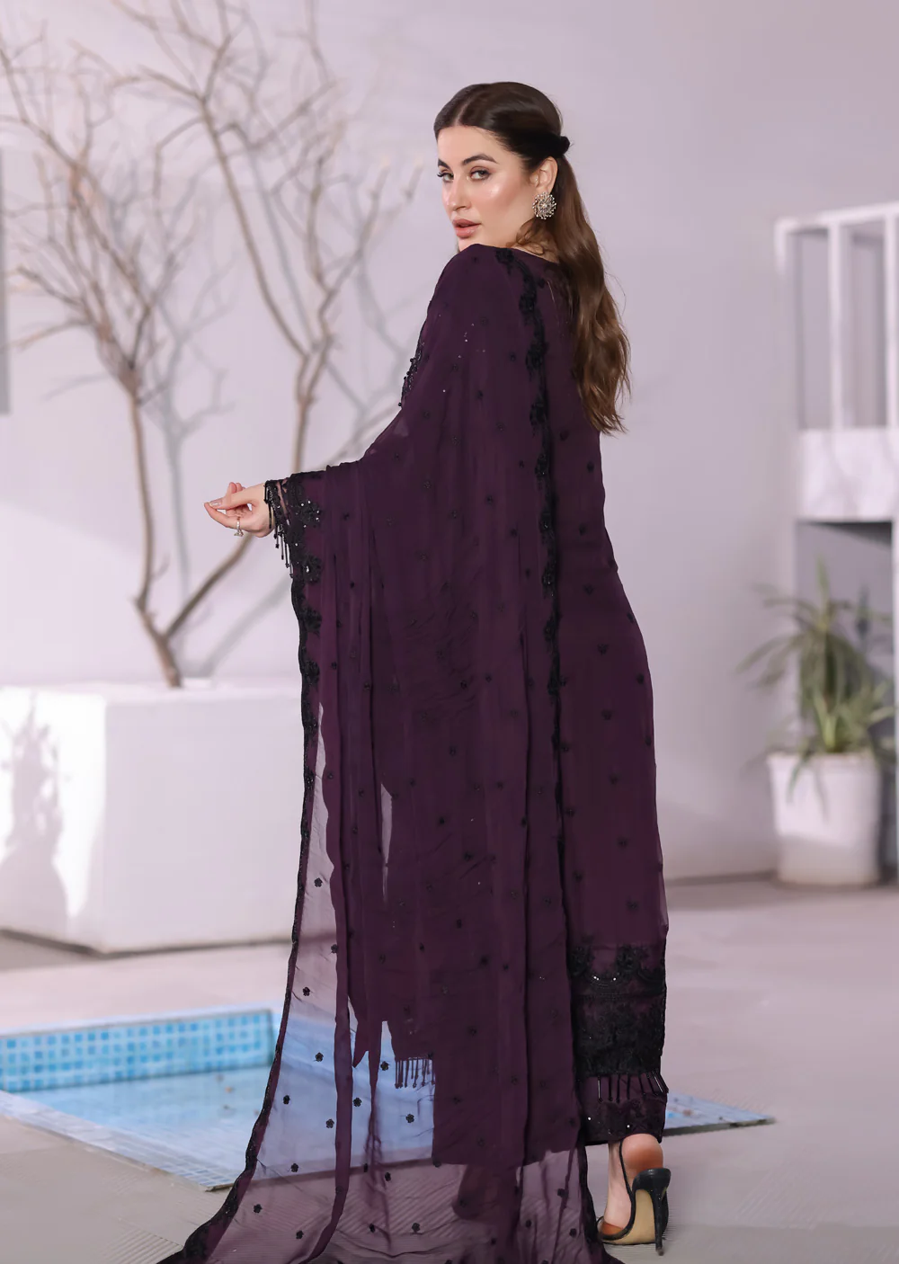 PS-0353 - Purple - Readymade Chiffon Suit 2025 - Image 2