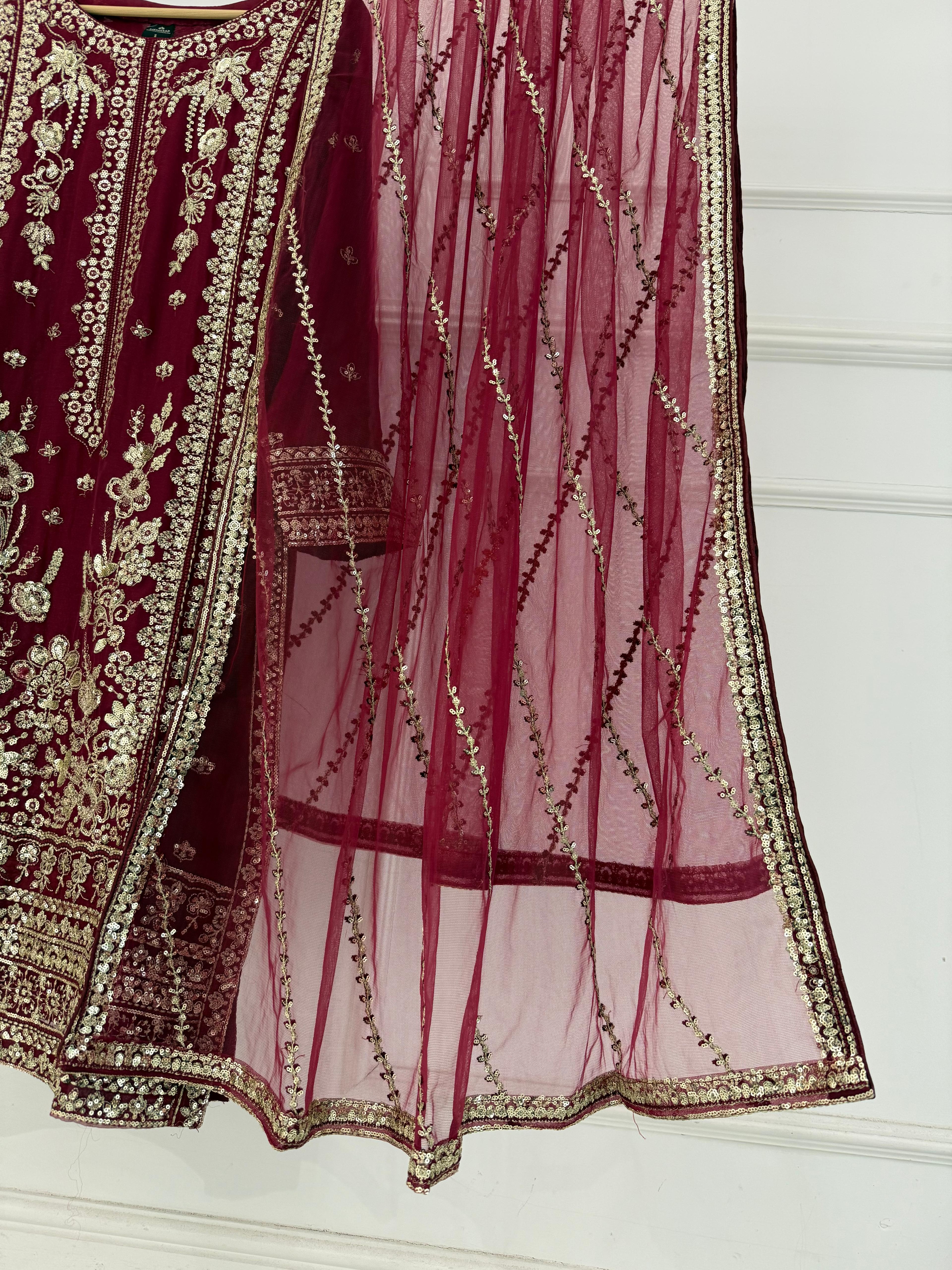 PS-1134 - Maroon - Readymade Chiffon Suit 2025 - Image 4
