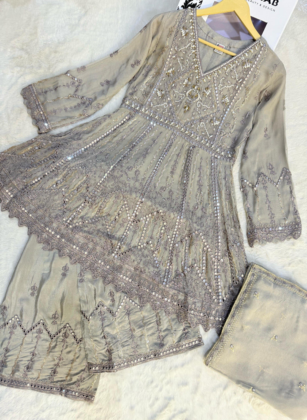 PS0790 Readymade Grey Chiffon Dress