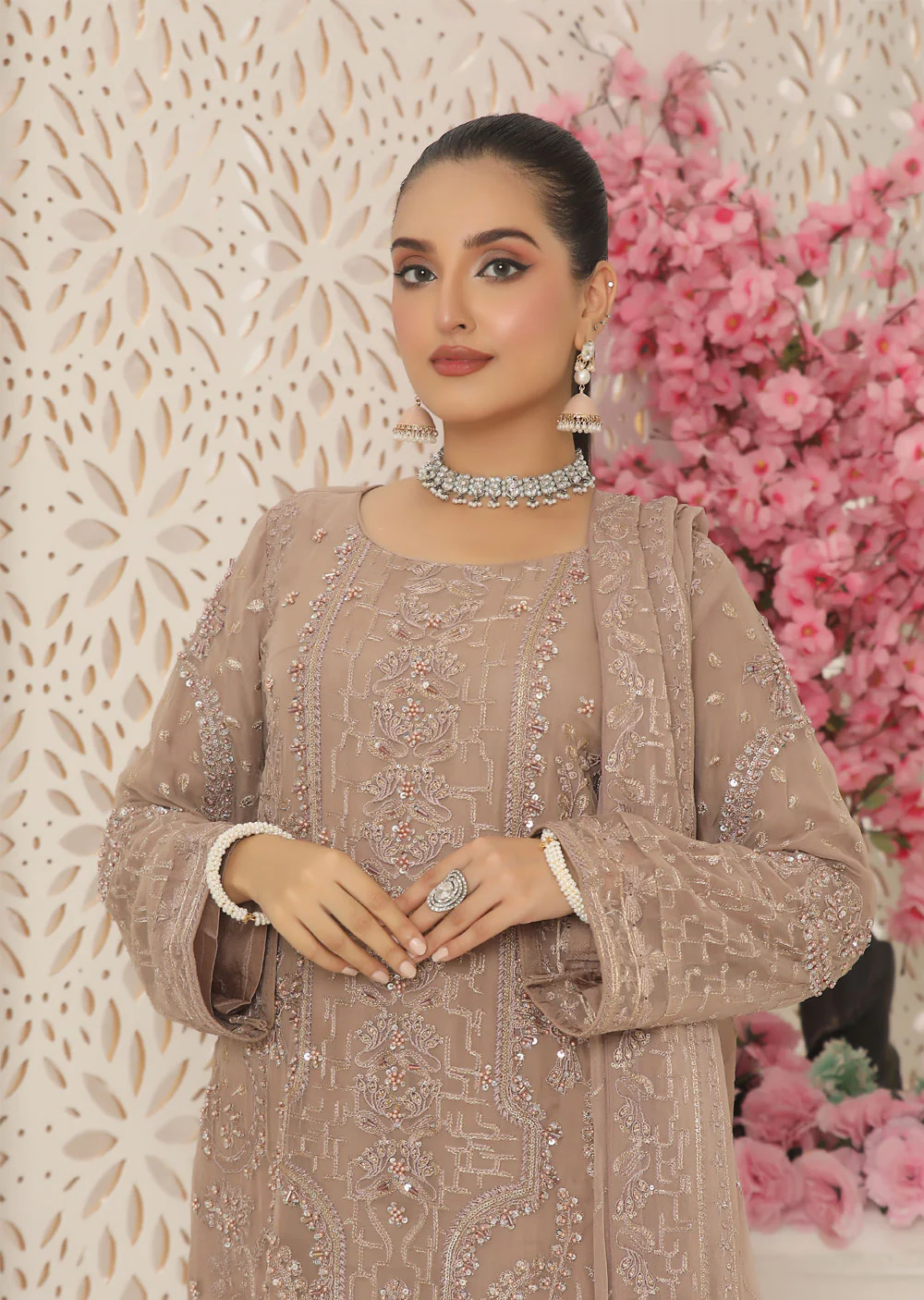 PS0791 Readymade Mauve Chiffon Suit - Image 3