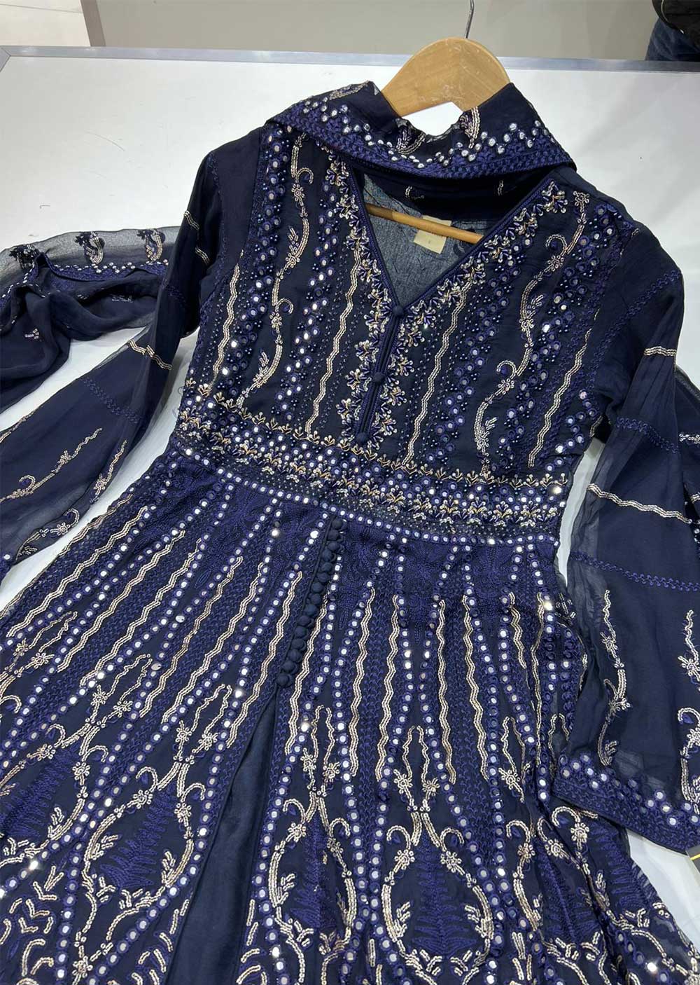 PS0800 Readymade Navy Chiffon Wedding Suit - Image 2