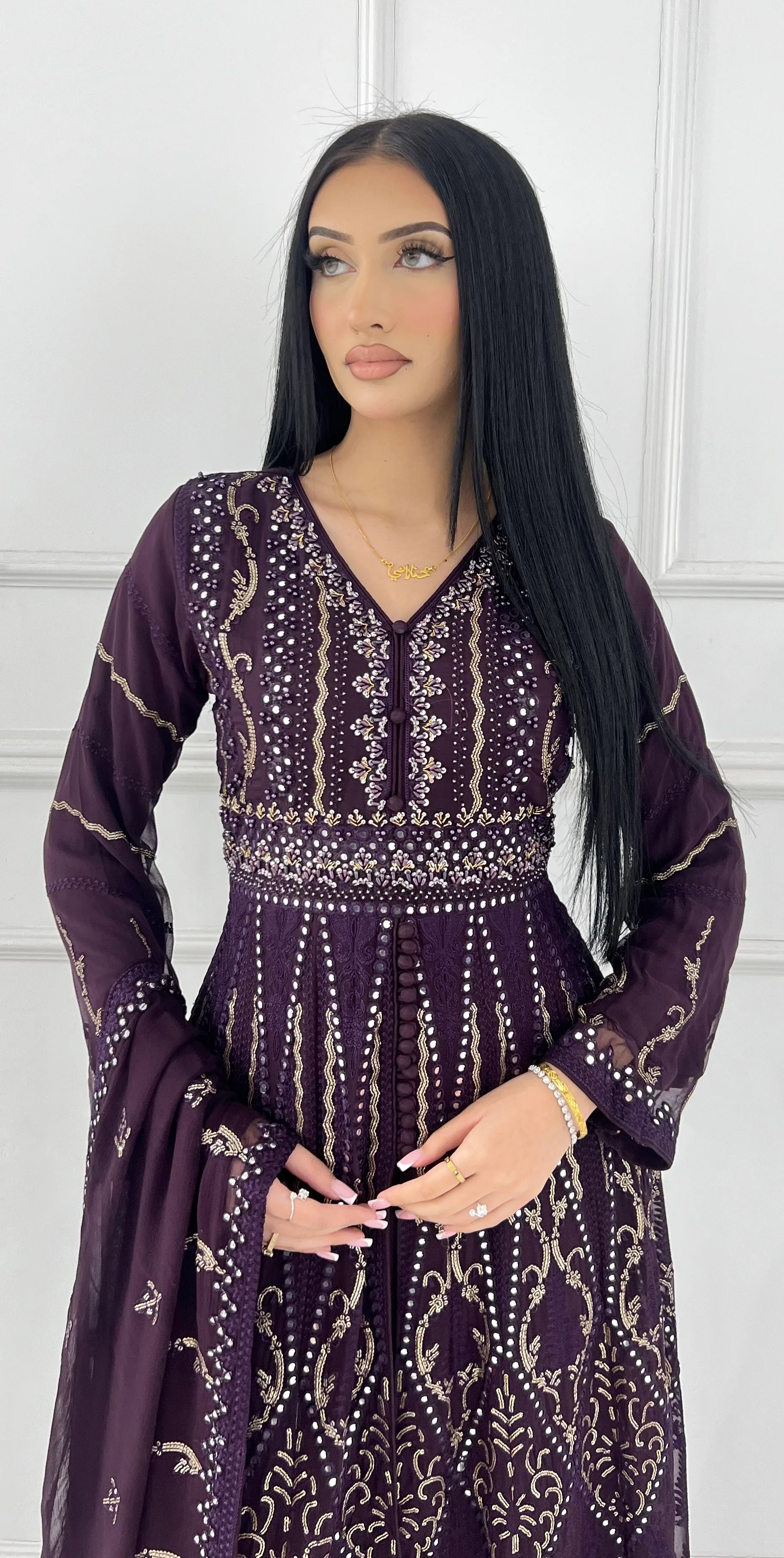 PS0800 Readymade Purple Chiffon Wedding Suit - Image 4