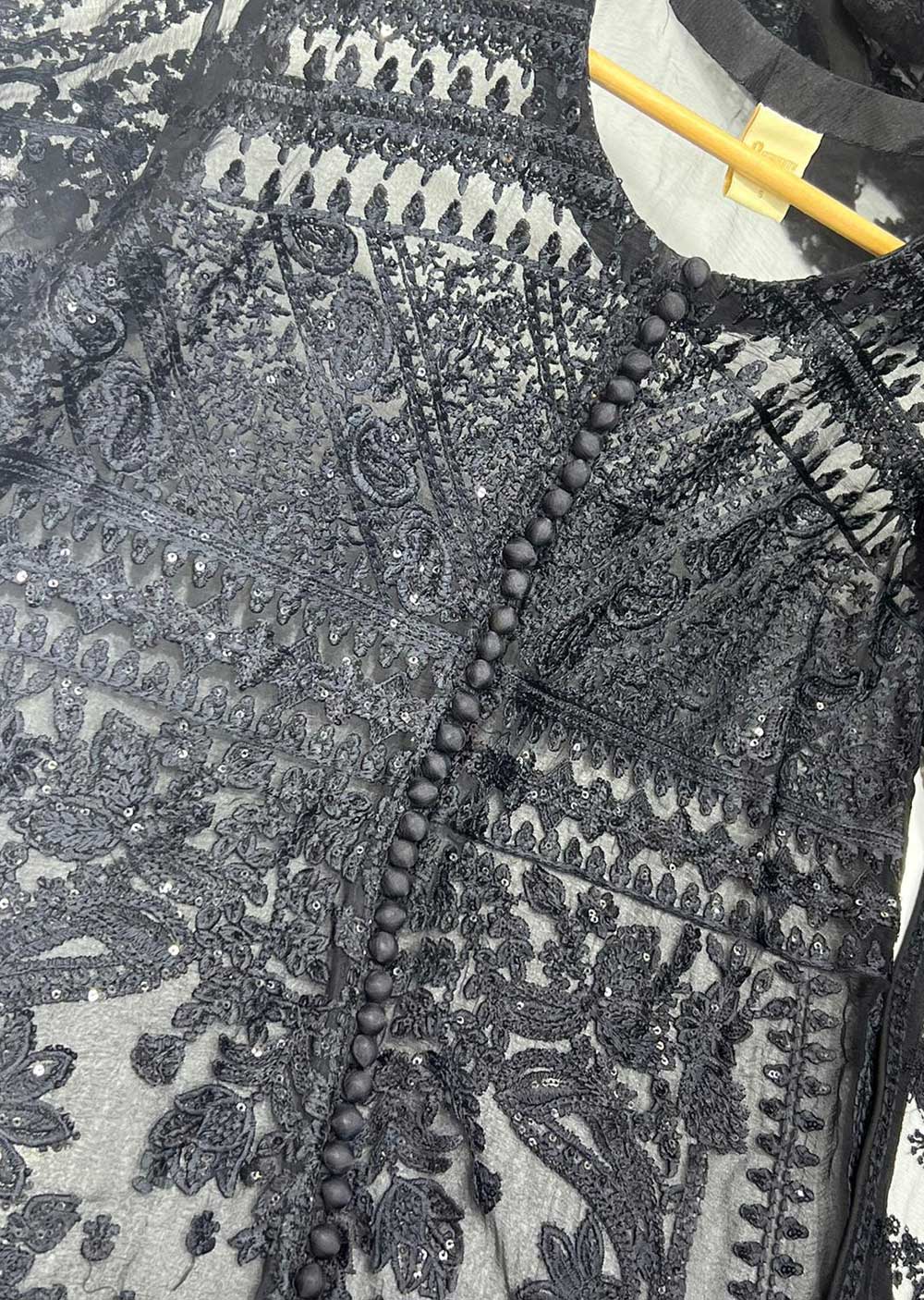 PS1664 Black Readymade Chiffon Suit - Image 3