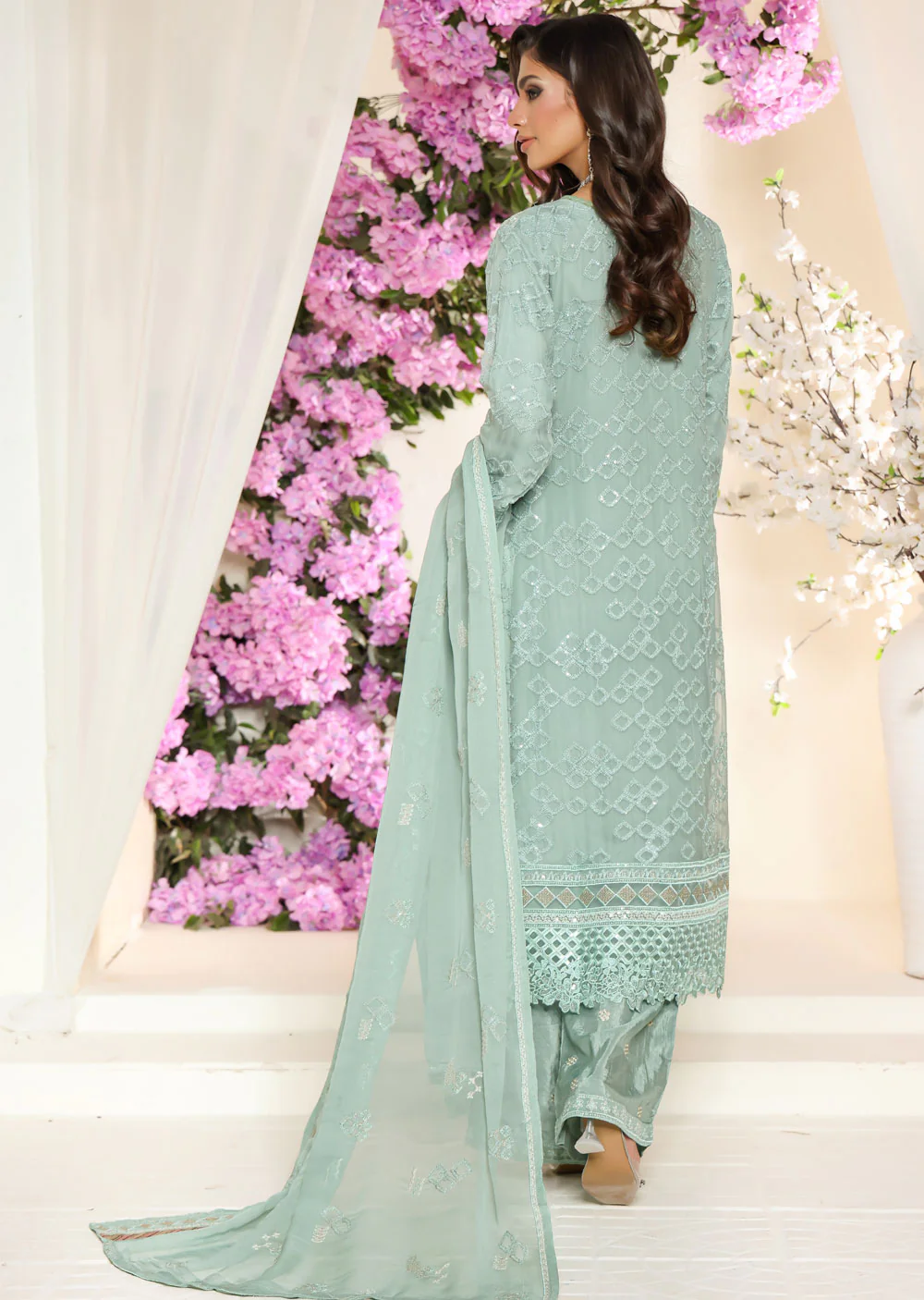 PS1788 Readymade Mint Chiffon Suit - Image 12