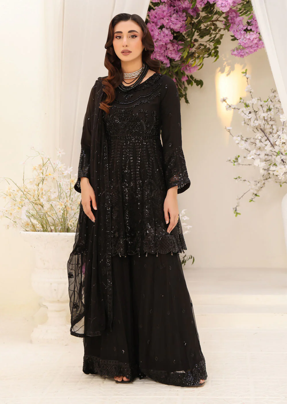 PS1800 Readymade Black Chiffon Suit