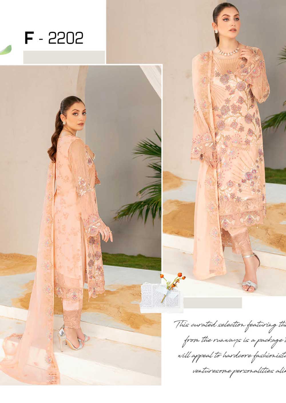 R-2202-R - Readymade - Chiffon Collection by Ramsha Vol 22 - Image 2