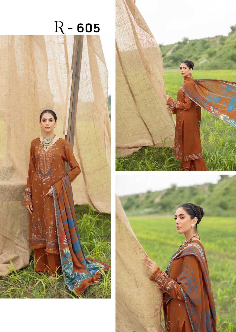 R-605 - Unstitched - Reet Collection by Ramsha Vol 06 - Image 2