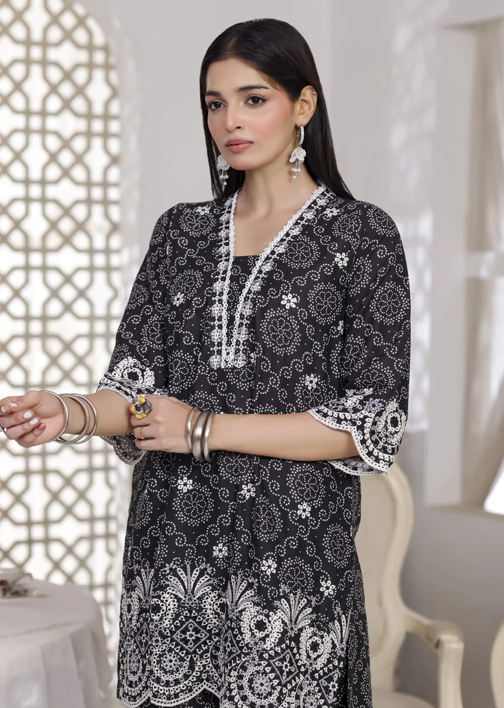RBY-110 - RABIYA -Black Cotton 2 Piecce Co-ord Farshi - Image 2
