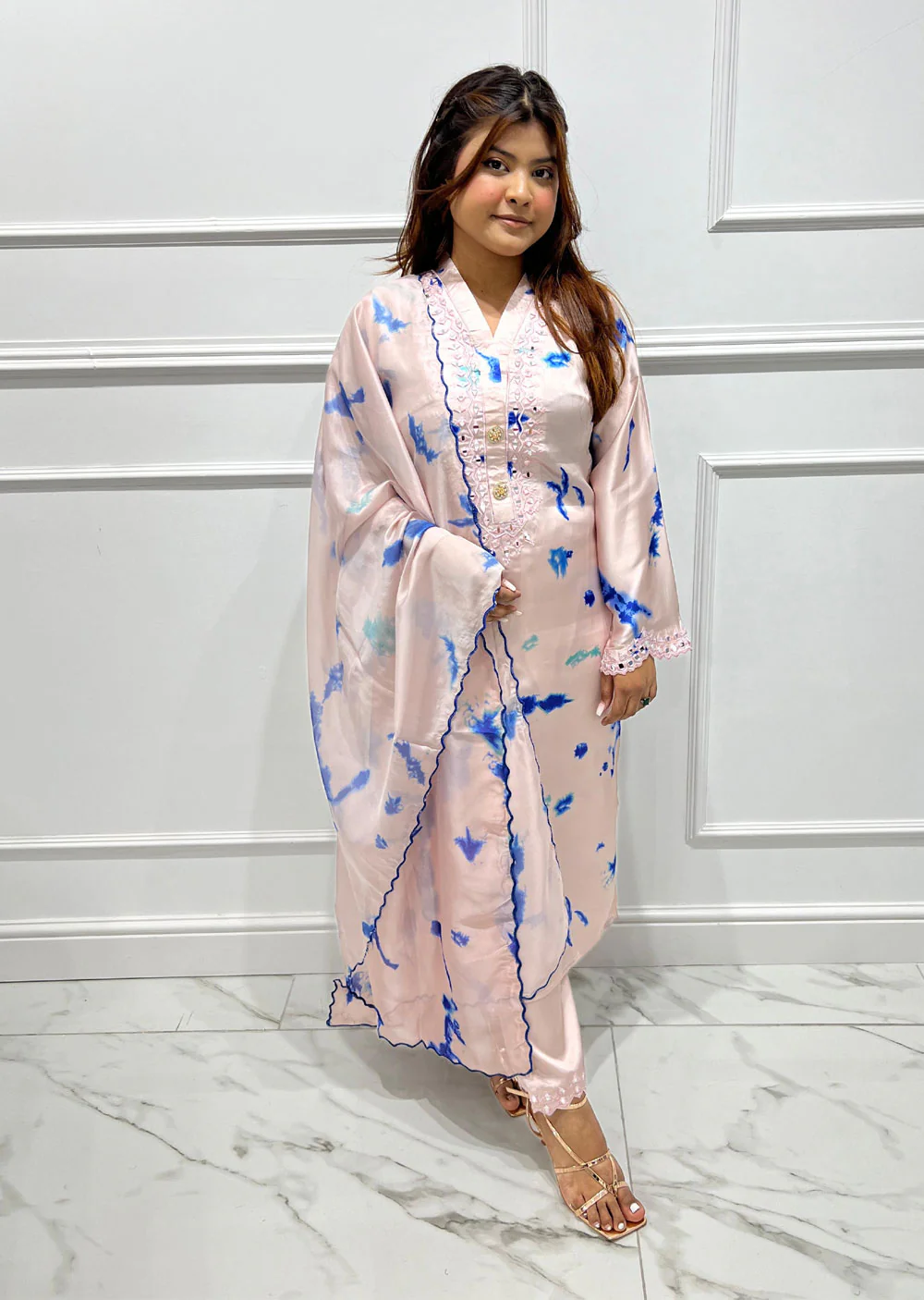RGZ3002 Readymade Peach Hania Silk Outfit