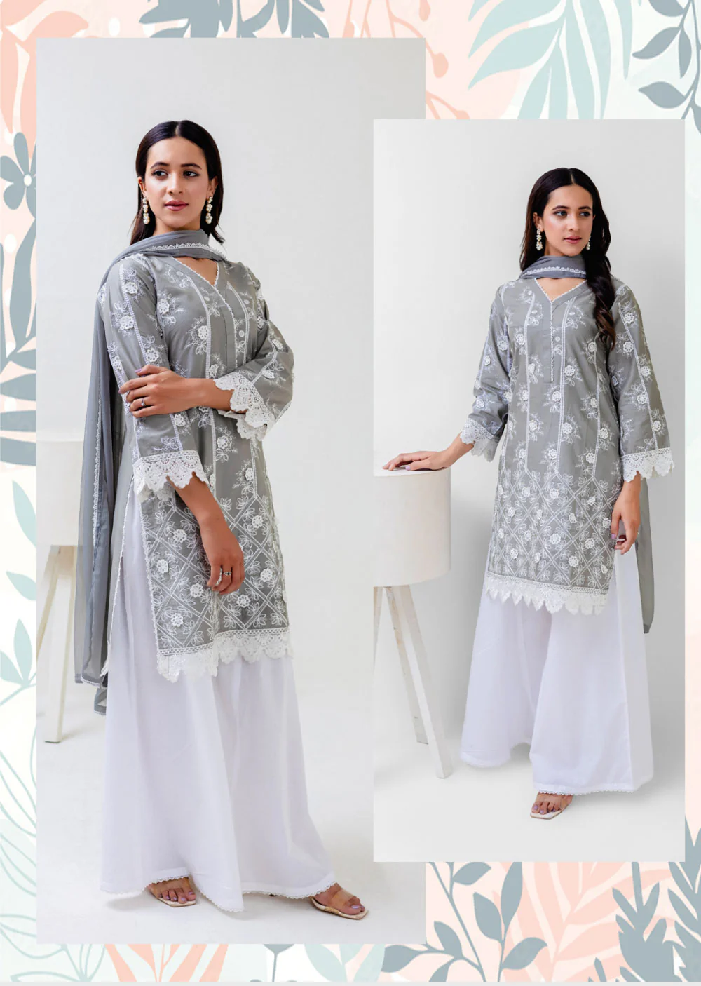 RGZ4015 Daisy - Grey Readymade Cotton Suit - Image 2