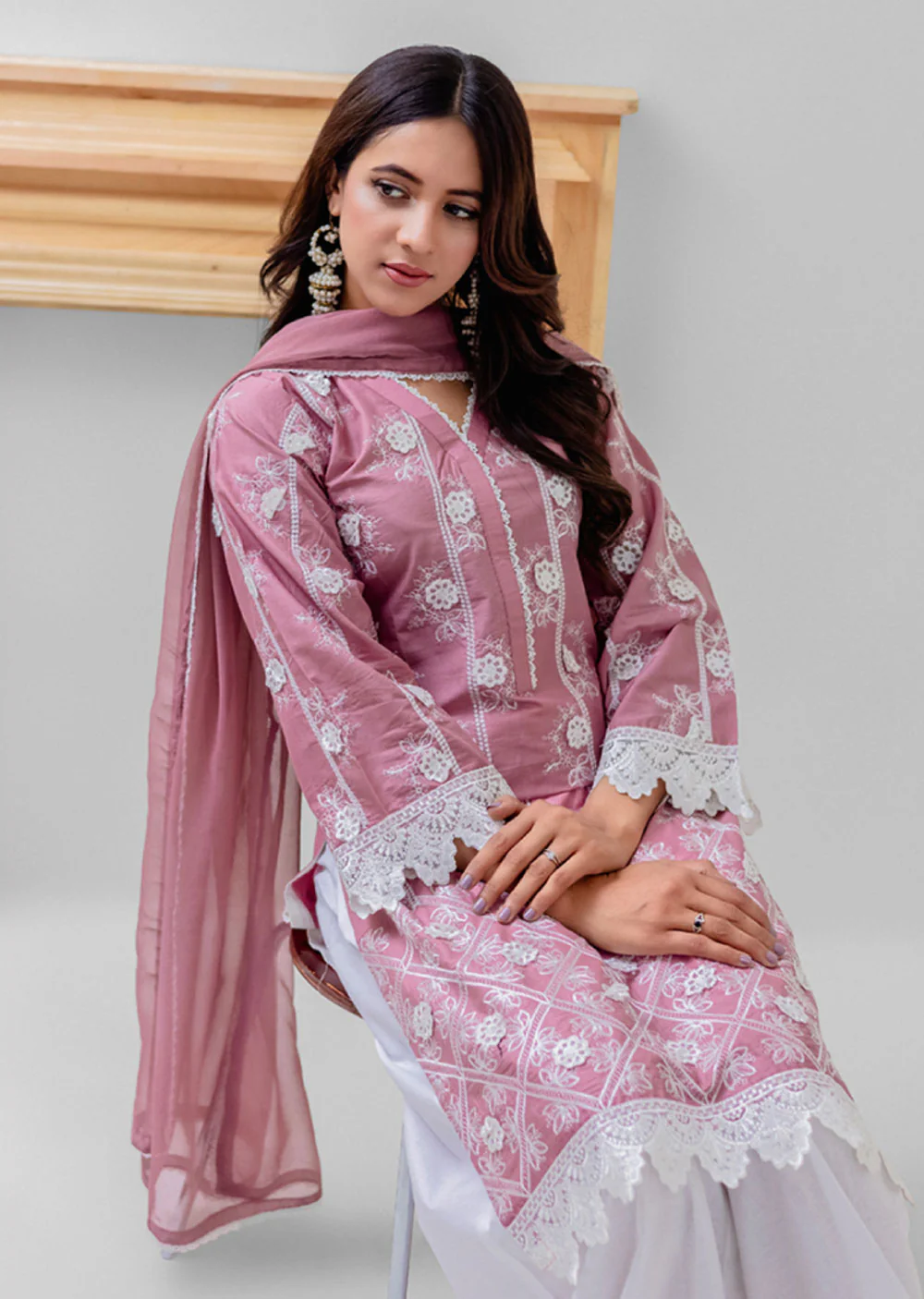 RGZ4015 Daisy - Pink Readymade Cotton Suit - Image 3