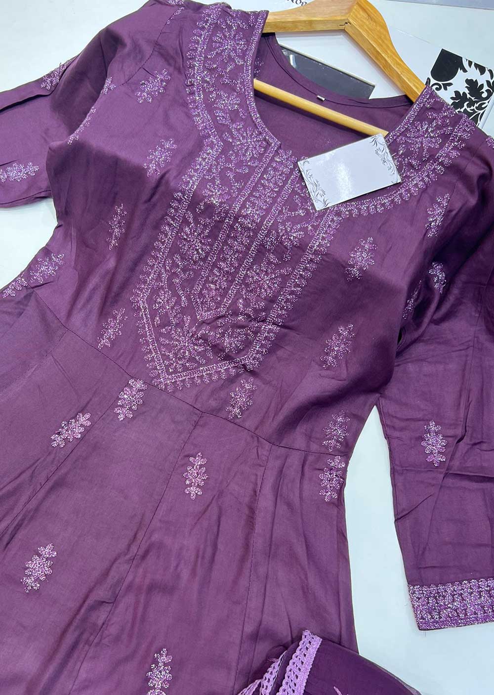 RGZ99926 Purple Linen Readymade Suit - Image 2