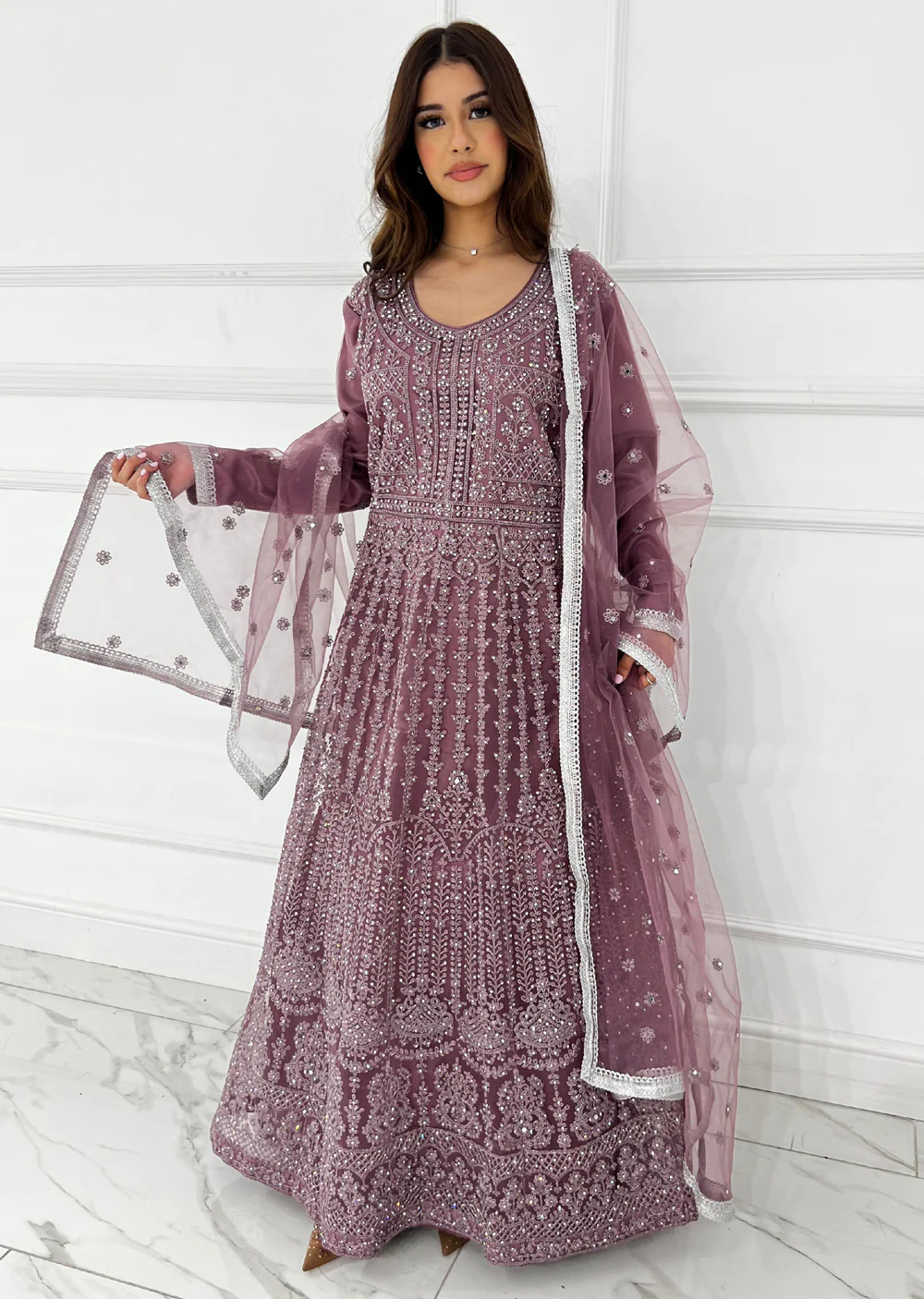 RH2109 Mayal - Lilac Fancy Net Maxi Dress - Image 2