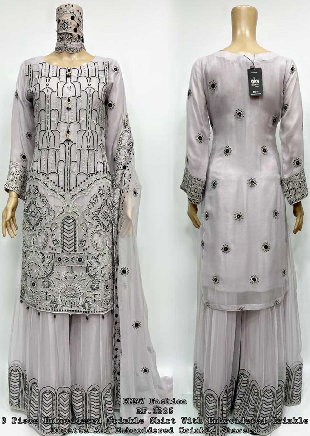 RMW-1325 Lilac Chiffon Shararah Suit