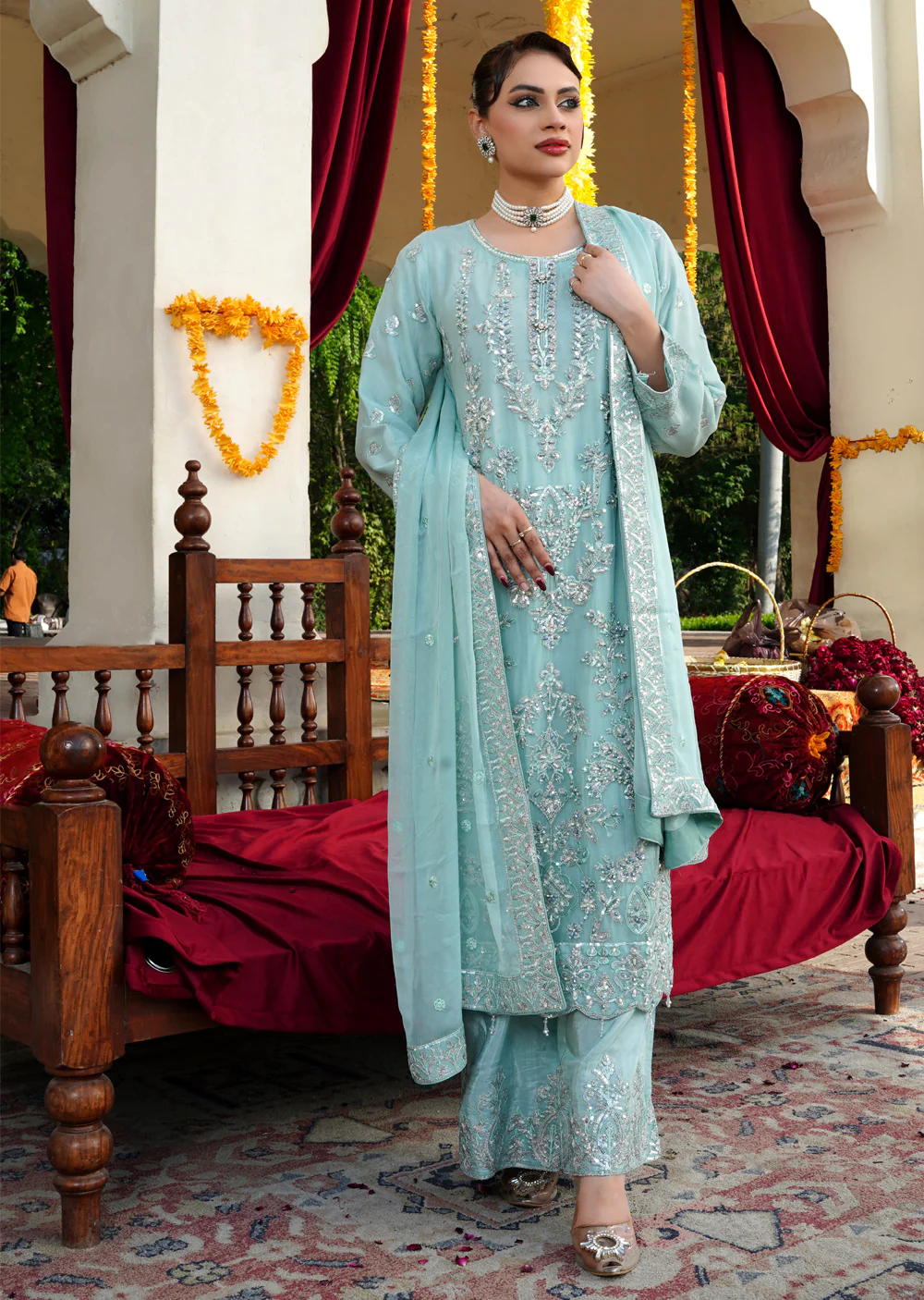 RMW-1509 - Readymade Partywear Chiffon Suit - Image 3