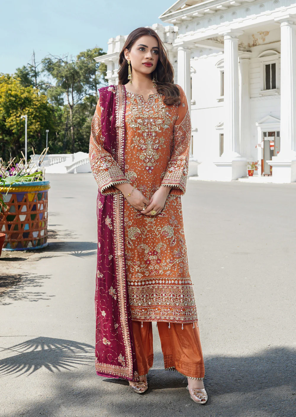 RMW-1561 - Readymade Partywear Chiffon Suit - Image 9