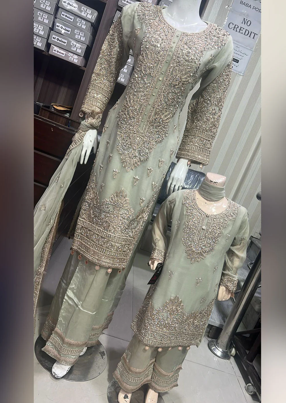 SHAZ1103 - Green - Readymade Mother & Daughter Suit - Image 2