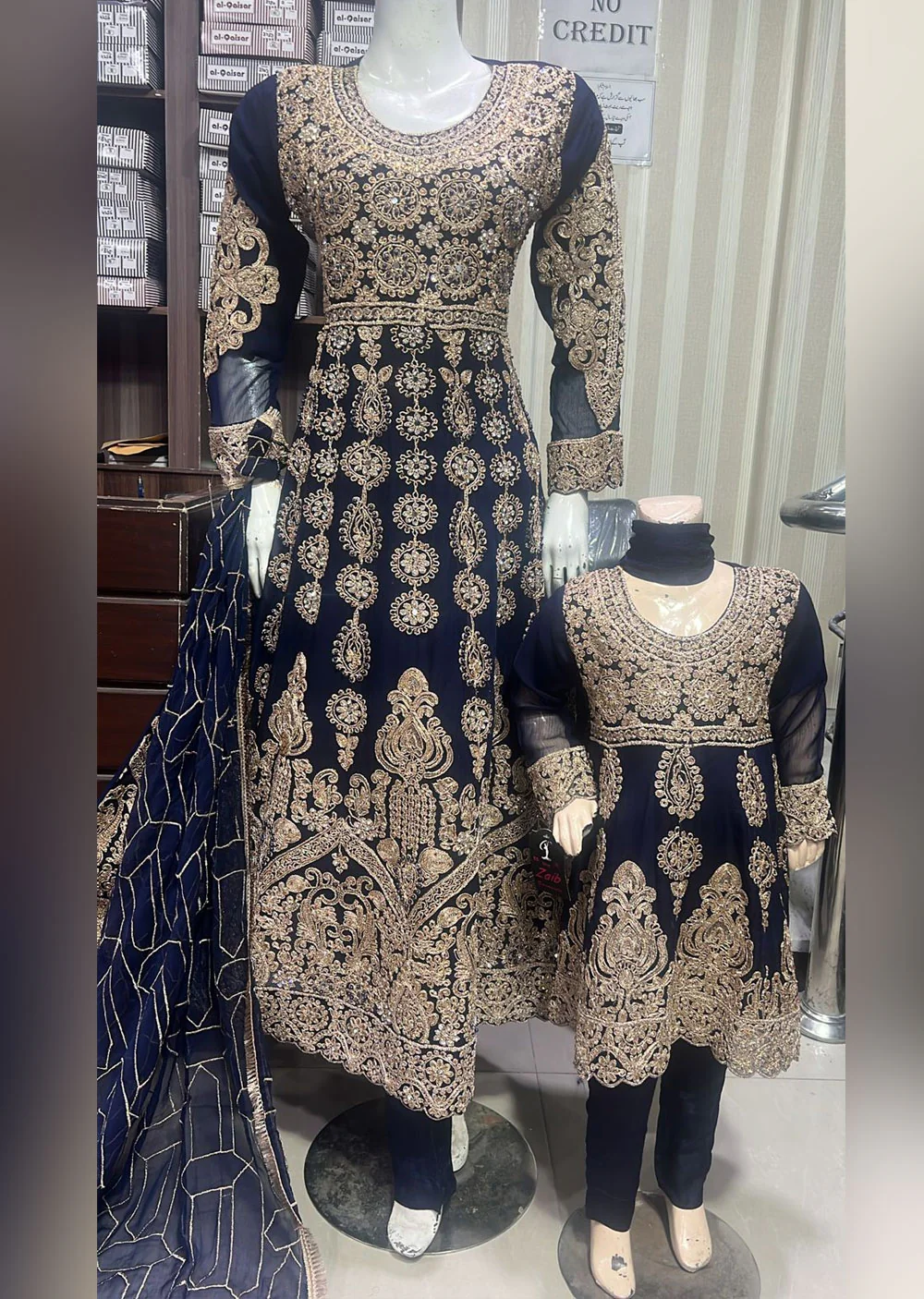 SHAZ1102 - Navy - Readymade Mother & Daughter Suit