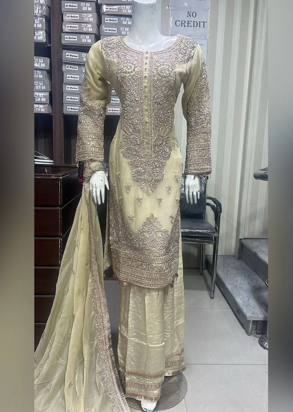SHAZ1103 - Gold - Readymade Mother & Daughter Suit - Image 3