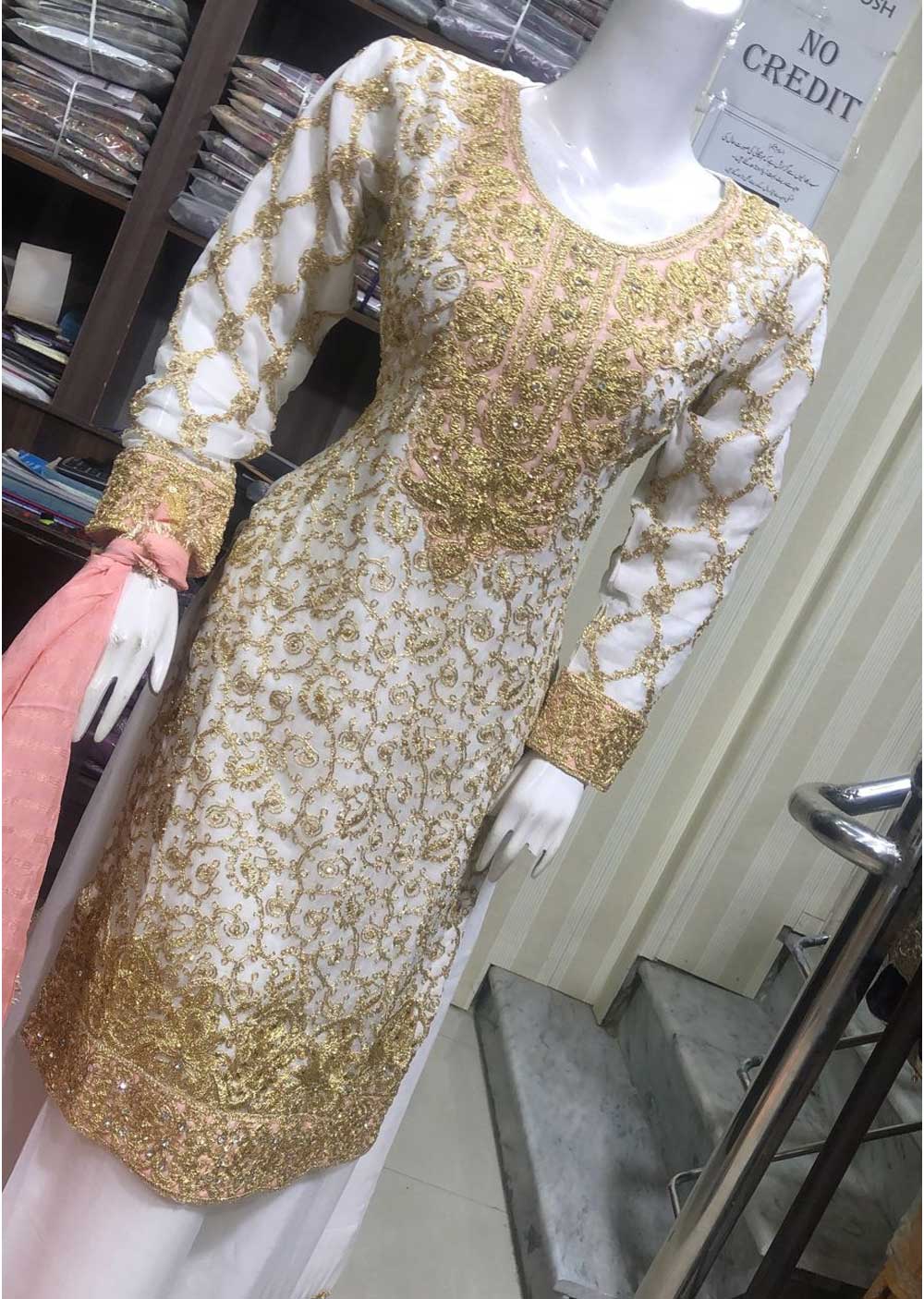 SHAZ6558 White Readymade Chiffon ghararah - Image 2