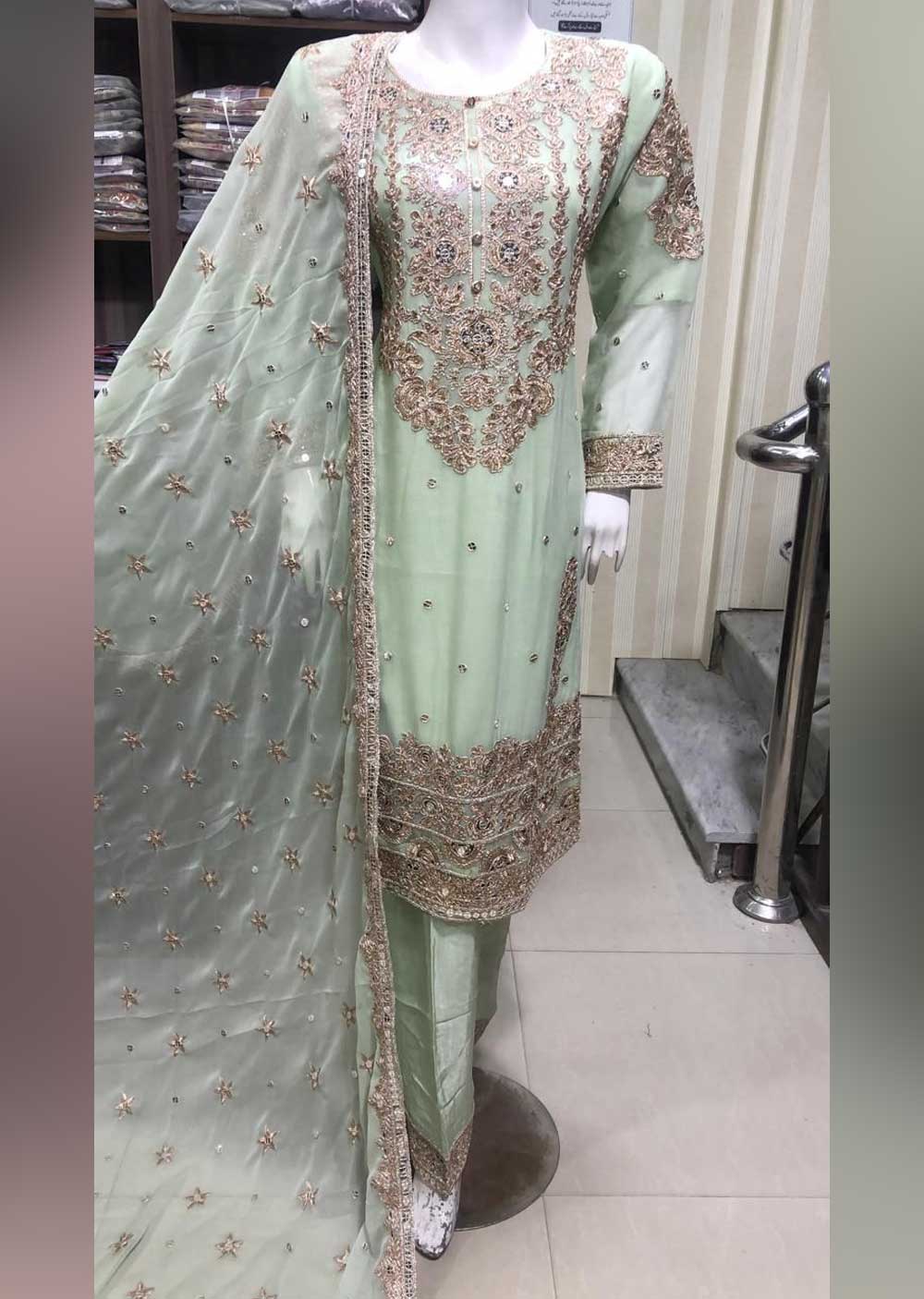 SHAZ6570 Green Readymade Mother & Daughter Suit