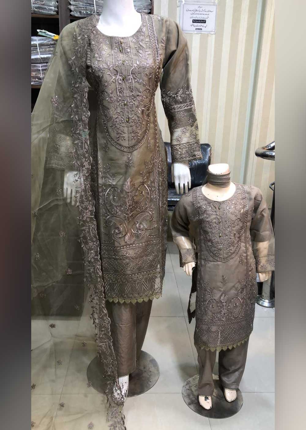 SHAZ6574 Brown Readymade Mother & Daughter Dress
