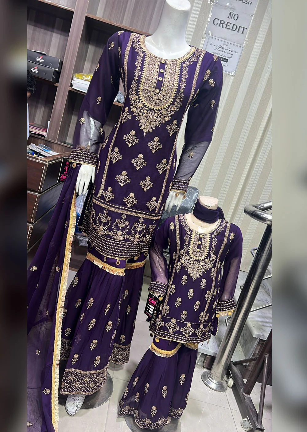 SHAZ9005 - Purple - Readymade Chiffon Party Gown - Image 2