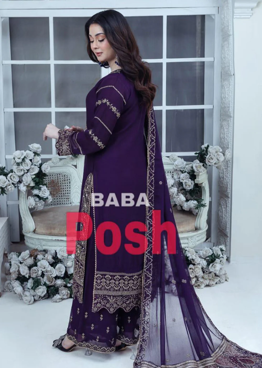 SHAZ9006 Chiffon Embroidered Suit 4 Colours - Image 11