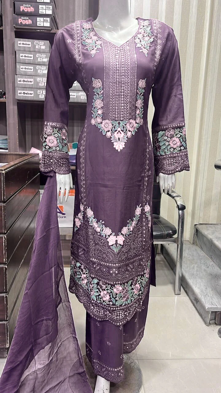 SHAZ9007 Chiffon Embroidered Mummy n Me Suits - Image 13