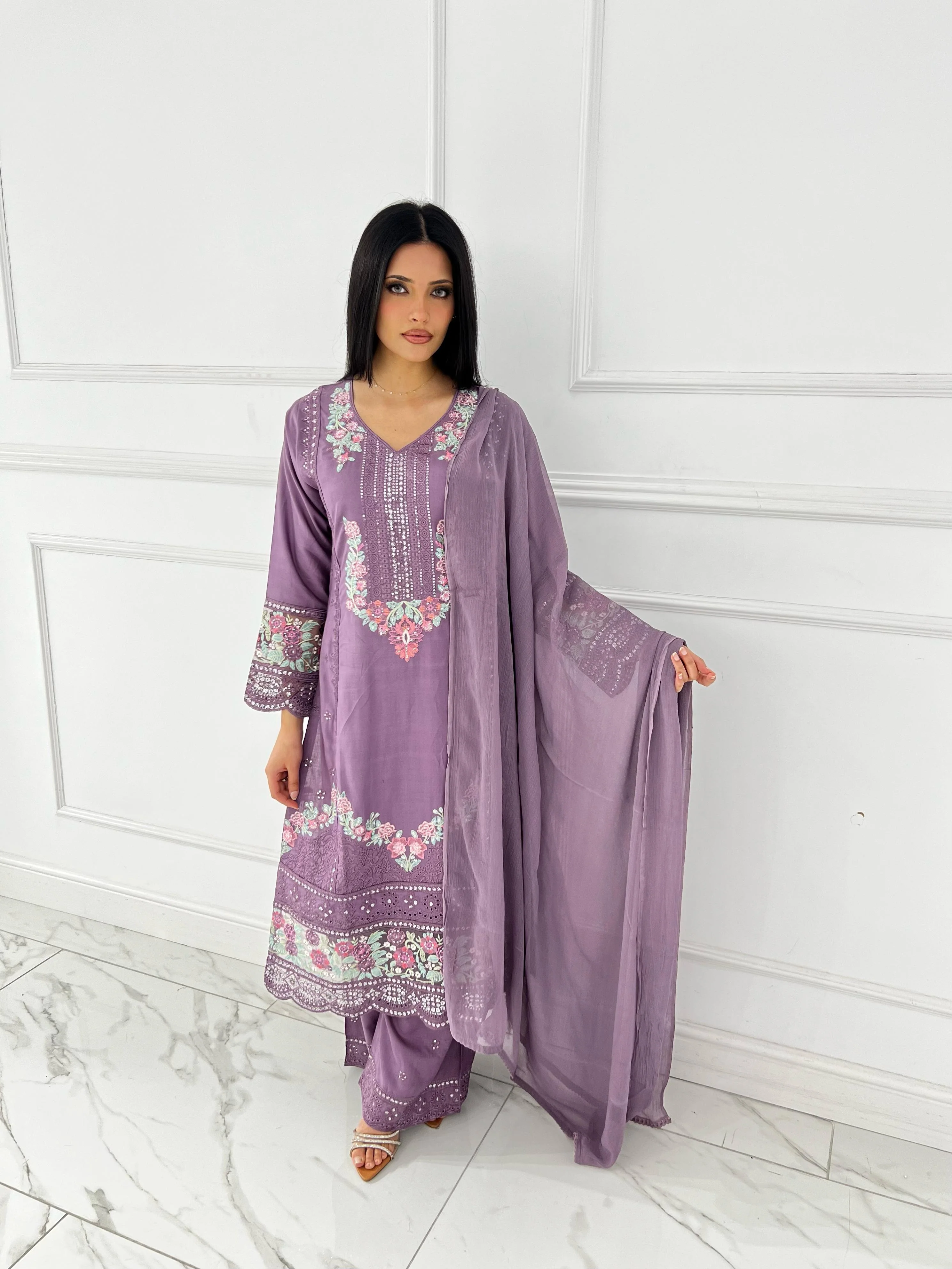 SHAZ9007 Chiffon Embroidered Mummy n Me Suits - Image 25
