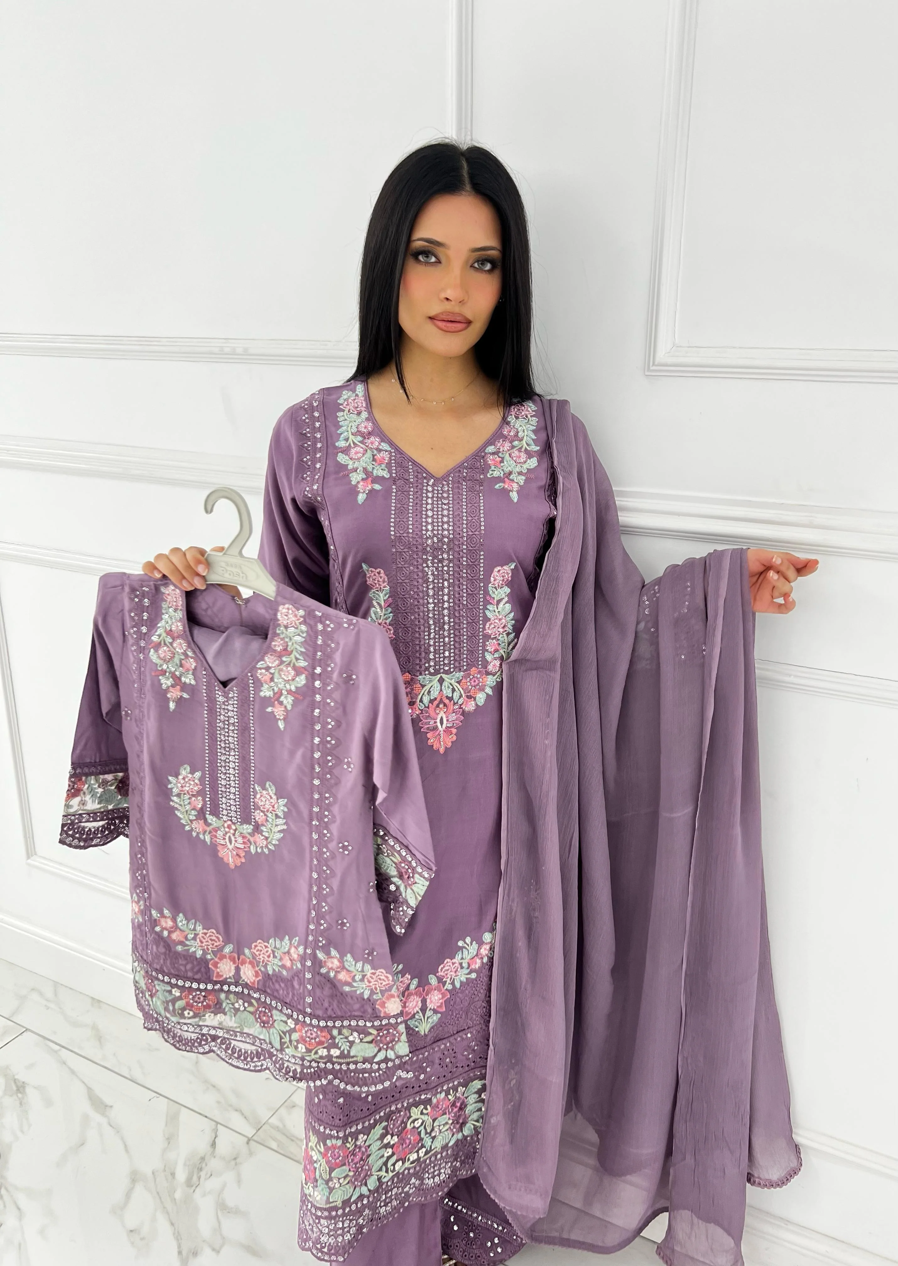 SHAZ9007 Chiffon Embroidered Mummy n Me Suits - Image 27
