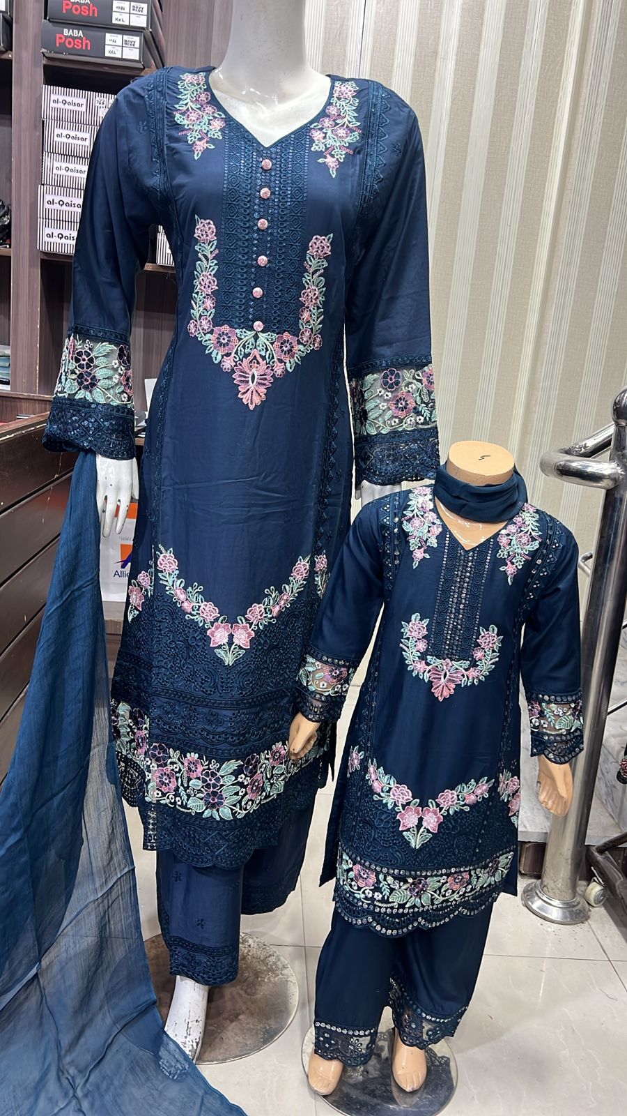 SHAZ9007 Chiffon Embroidered Mummy n Me Suits - Image 3