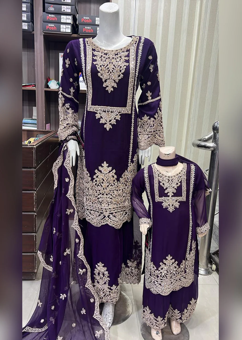 SHAZ9008 Chiffon Embroidered Mummy n Me Outfit