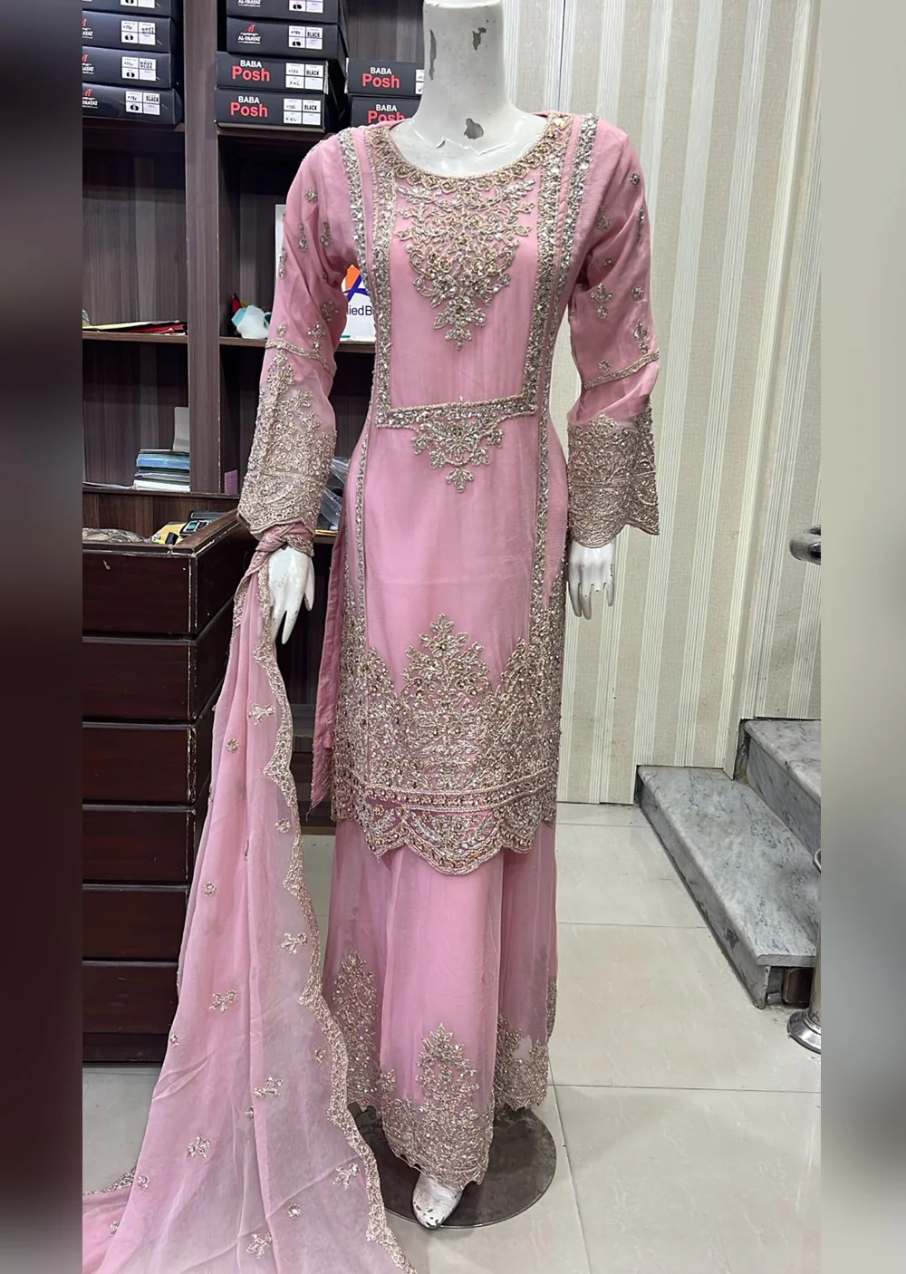 SHAZ9008 Chiffon Embroidered Mummy n Me Outfit - Image 5