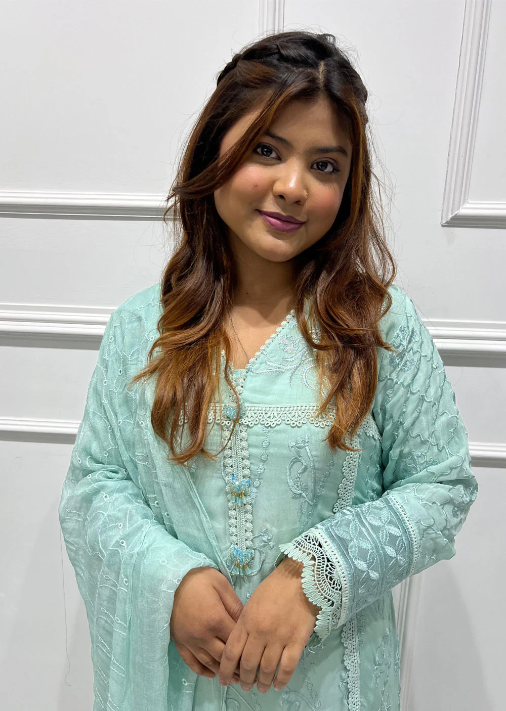 SJ103 Mint Readymade Fancy Chiffon Suit - Image 5