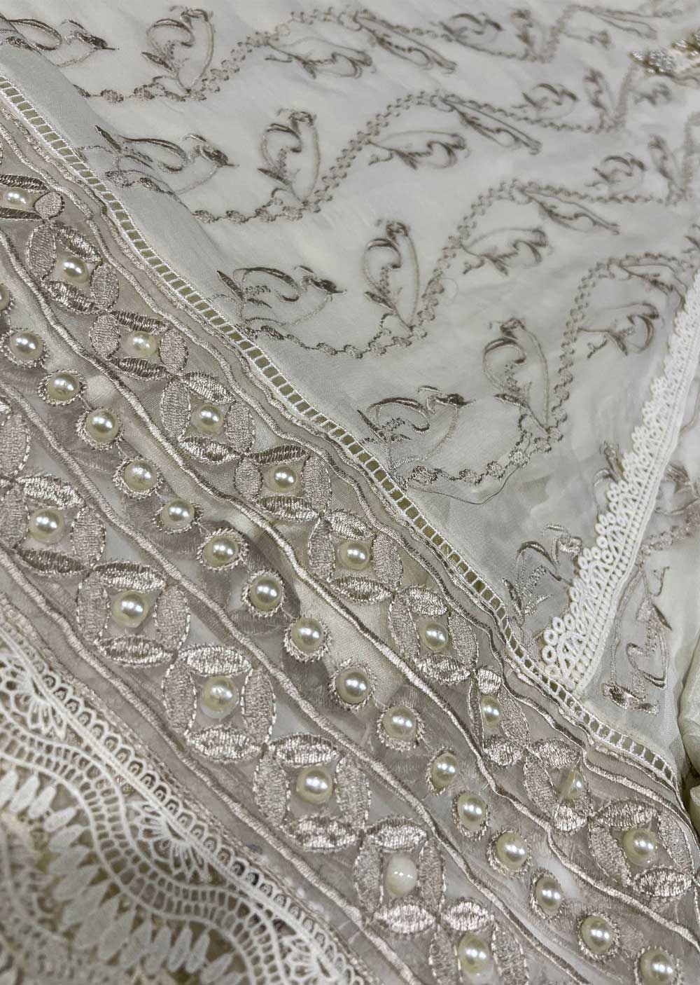 SJ103 Cream Readymade Fancy Chiffon Suit - Image 2