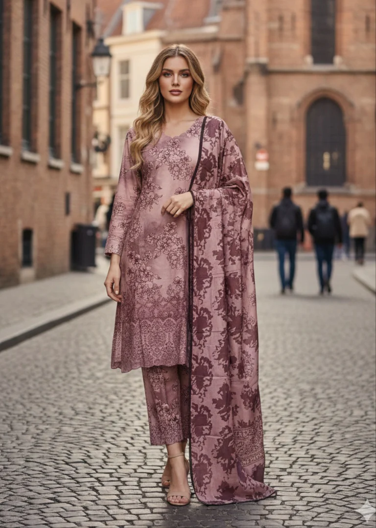 SLMN-56 Pink Readymade linen Co-ord
