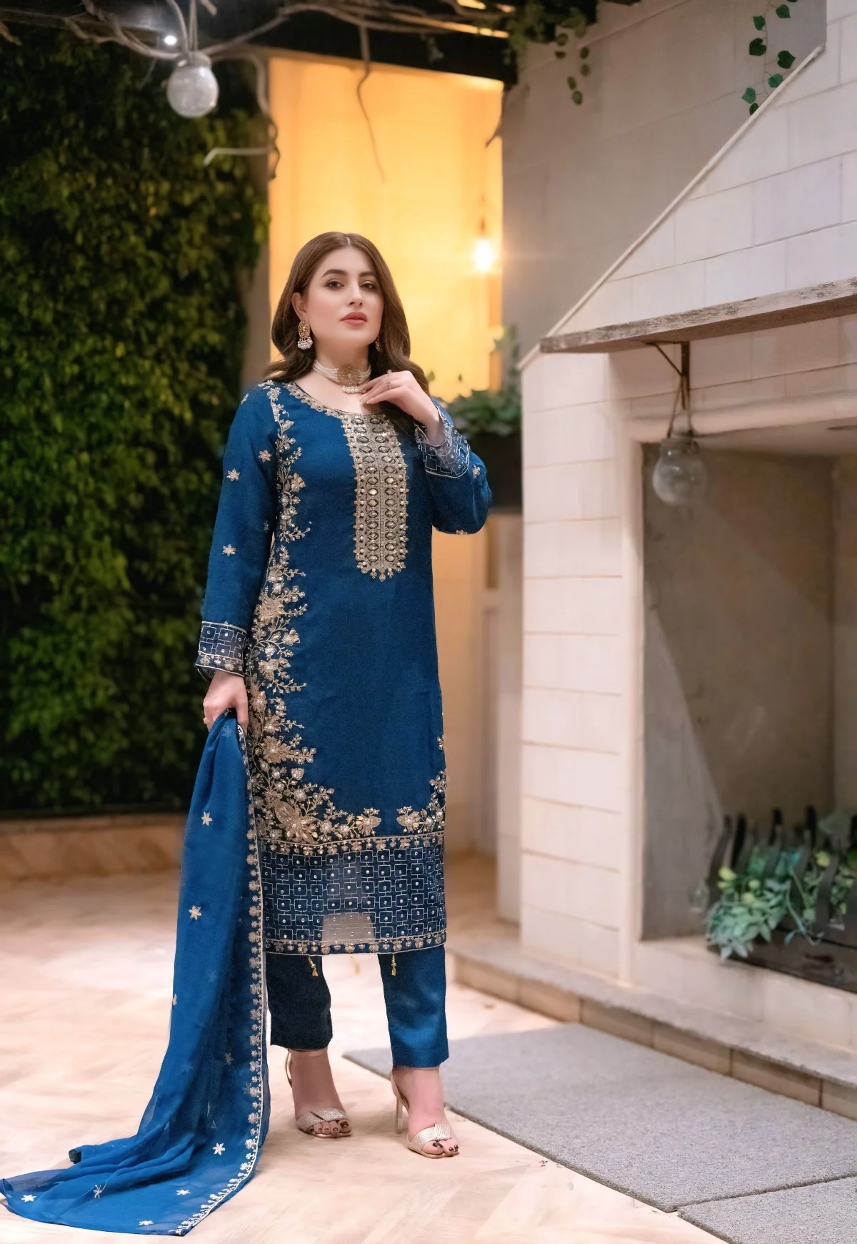 SLMPR-14 - Readymade - Chiffon Partywear Suit 2025 - Image 2