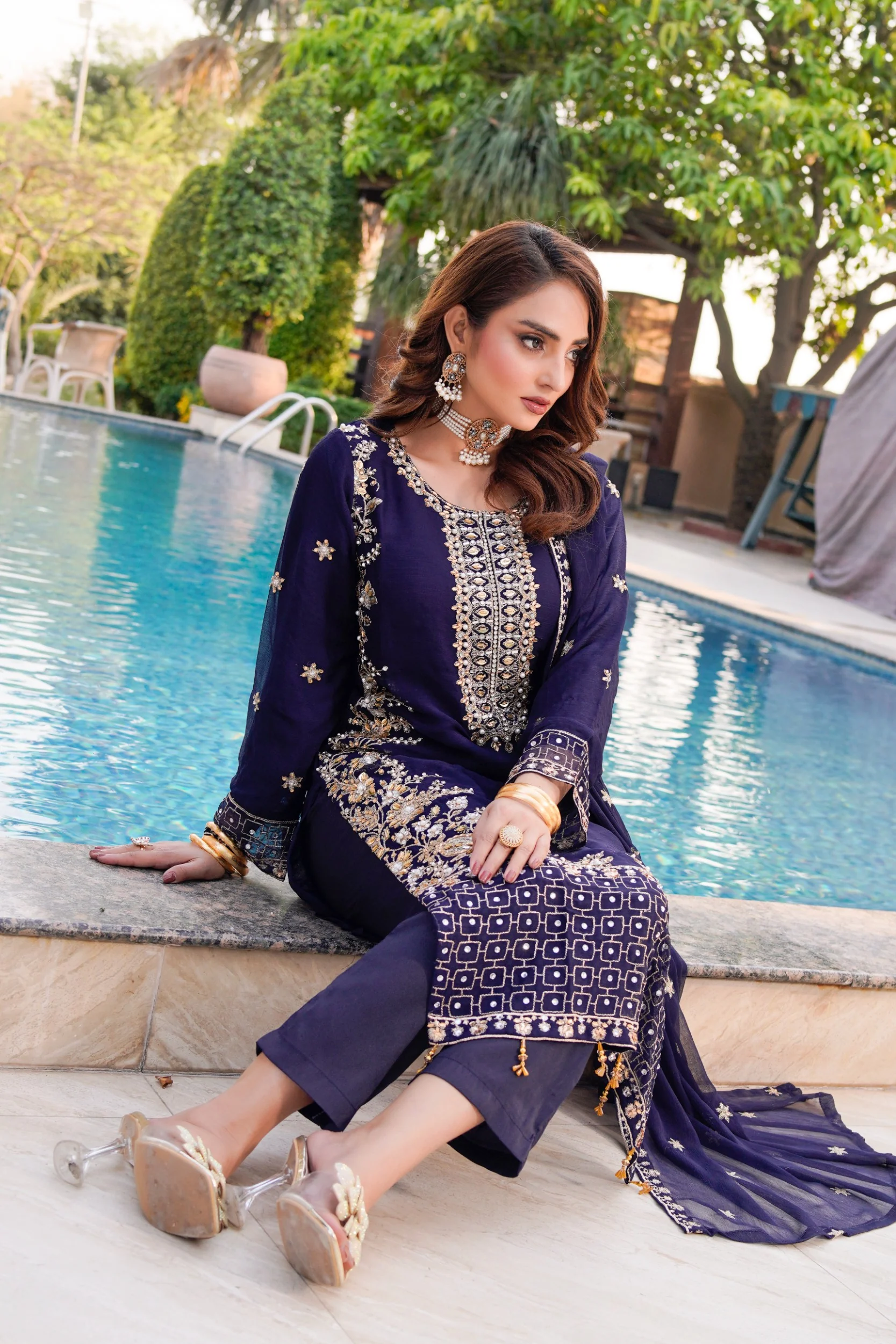 SLMPR-14 - Readymade - Chiffon Partywear Suit 2025 - Image 4