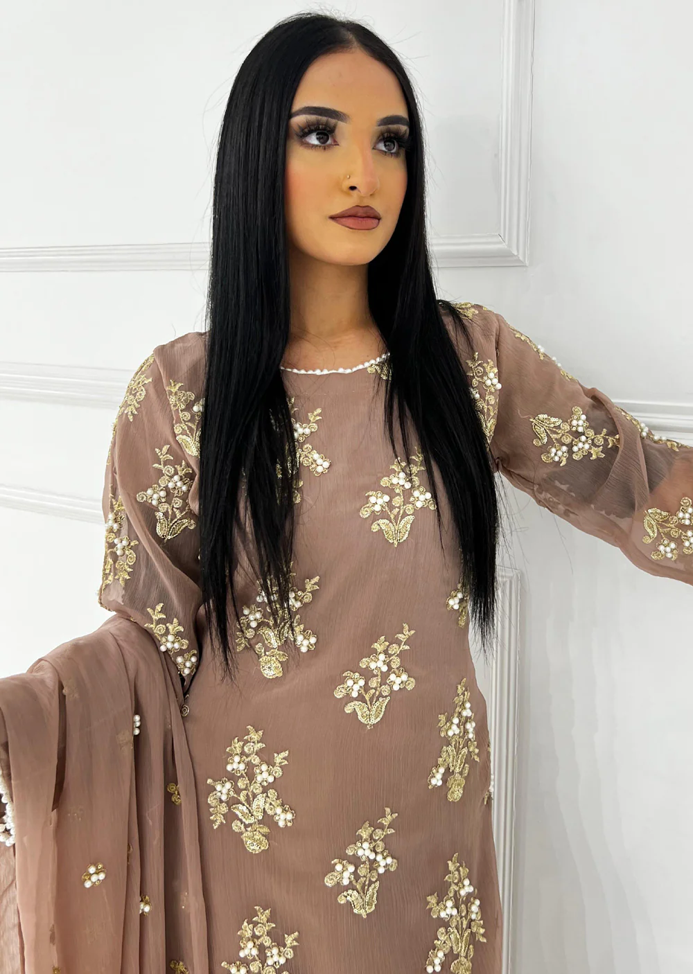 SMR3109 Rehem Dil - Lilac Chiffon Suit - Image 3