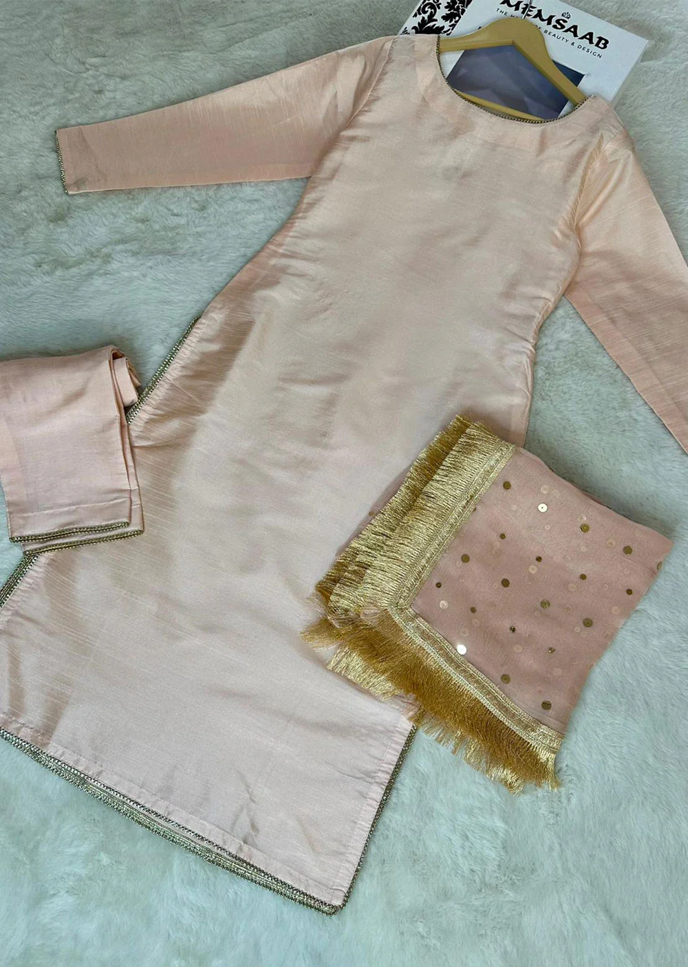 SRB105 - SADA BAKSH - Peach Sehrish.B Designer