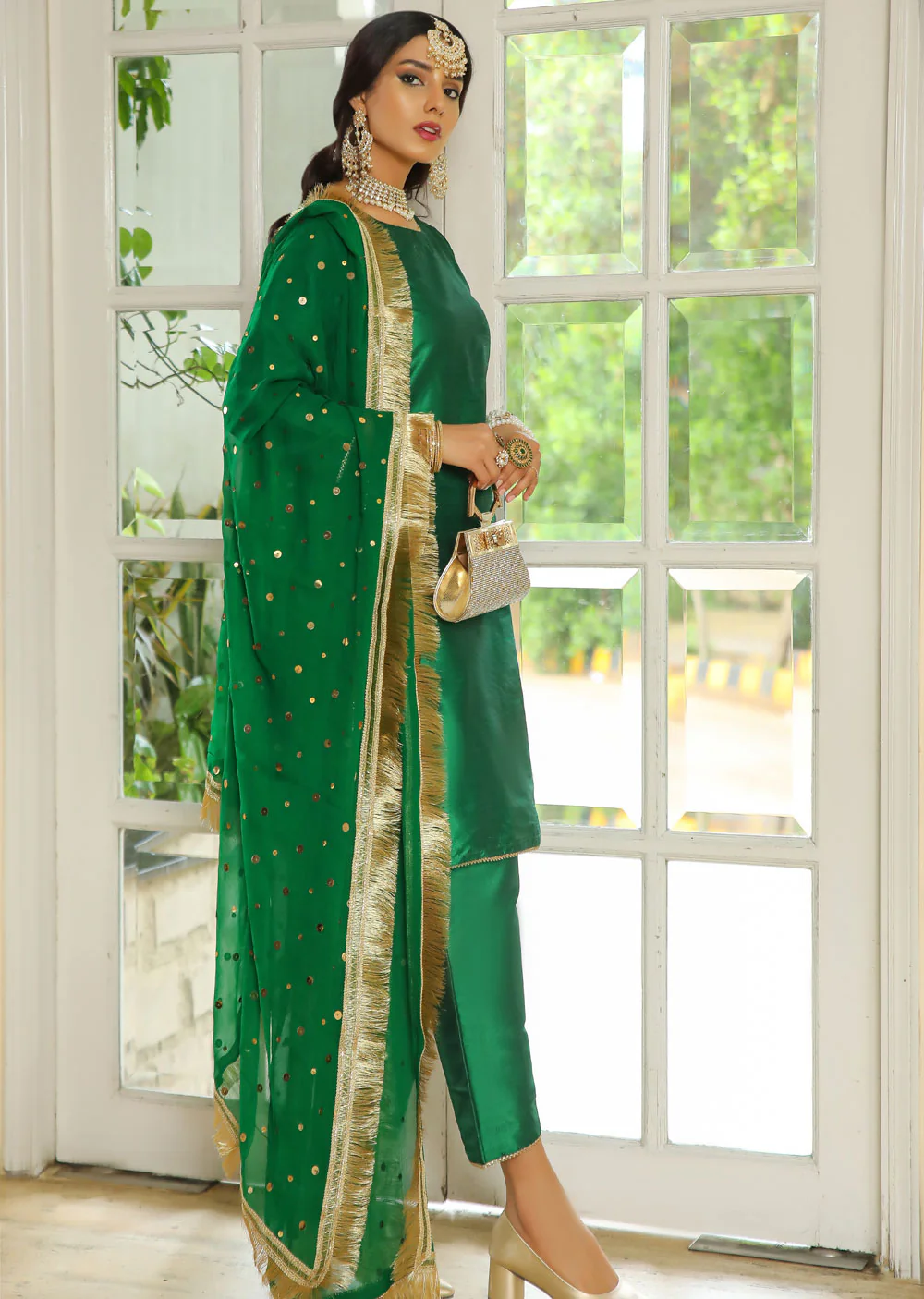 SRB105 - SADA BAKSH -Green Sehrish.B Designer MUMMY N ME - Image 5