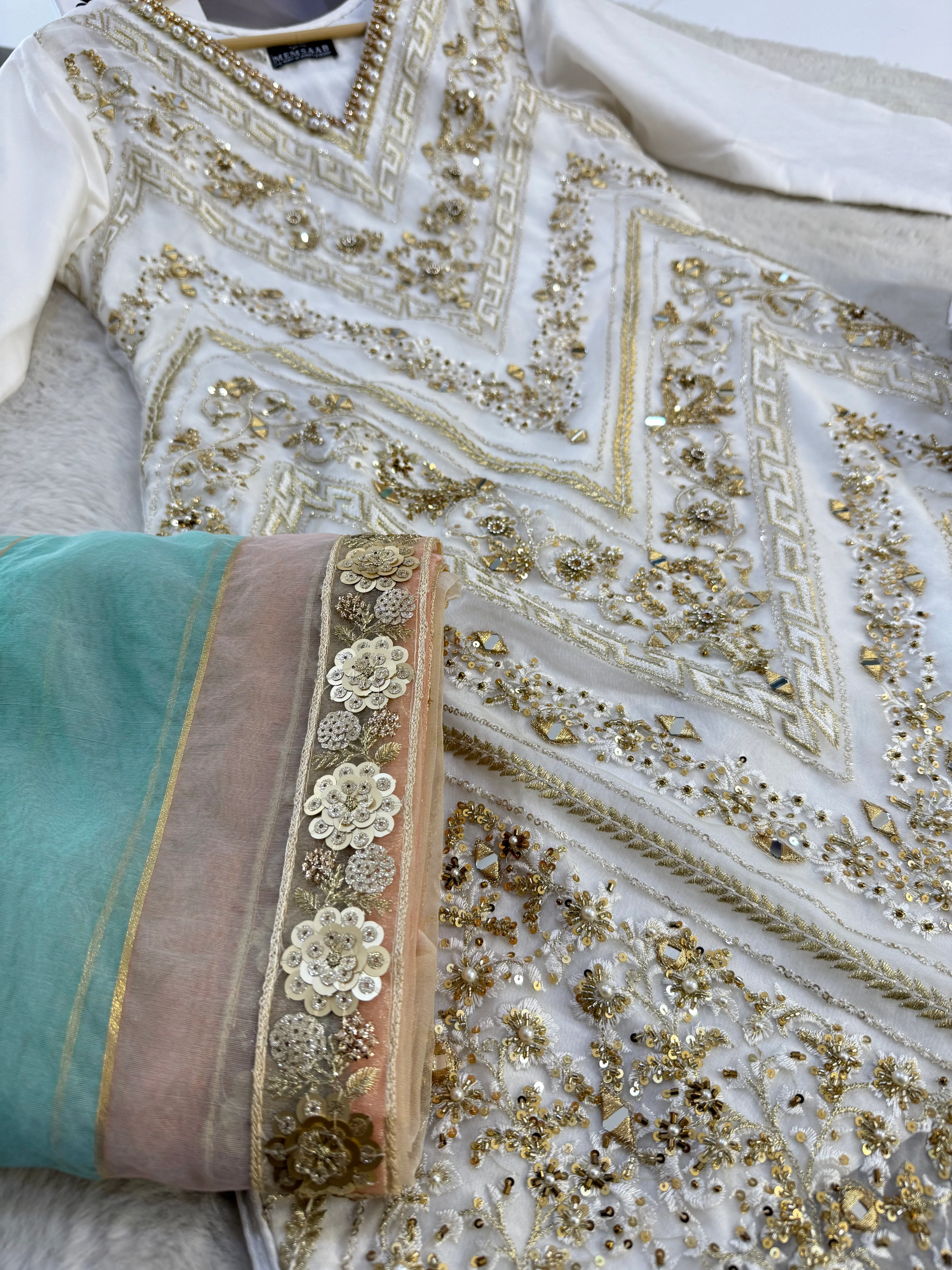 SRB109 - Meherma - Readymade Off White Suit - Image 3