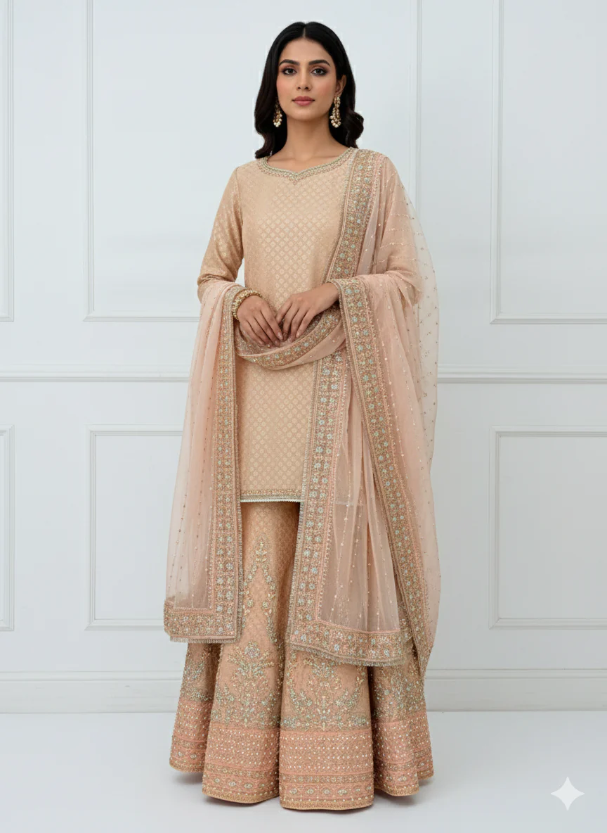 SRB1321 - Peach - Sehrish.B Designer