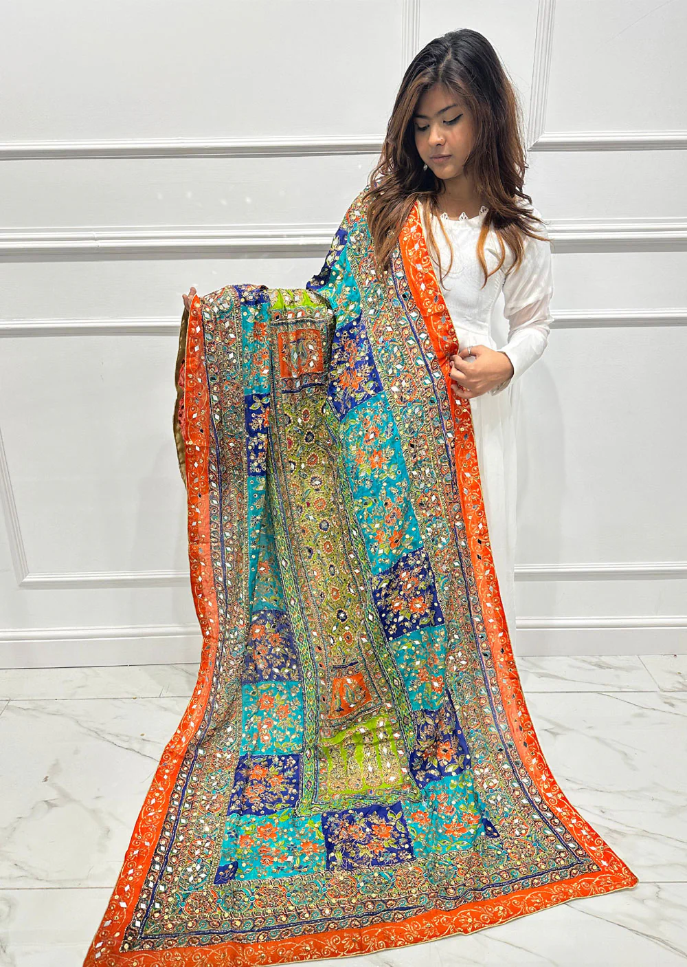 SRB3108 Silk Wedding Duppatta by Sehrish B - Image 2