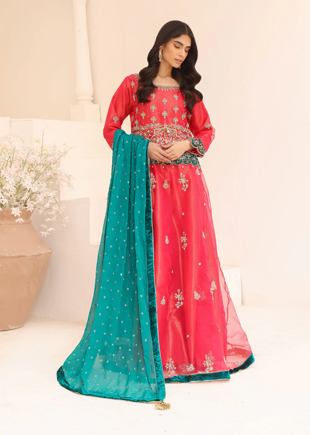 SRB903 Samartaj Hot Pink Lengha Choli by Sehrish B