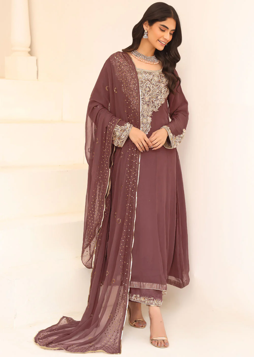 SRB906 Rehana- Mauve Maxi Outfit by Sehrish B